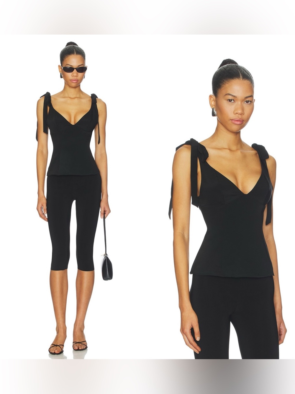 NWT More To Come Brixley deep v top in black